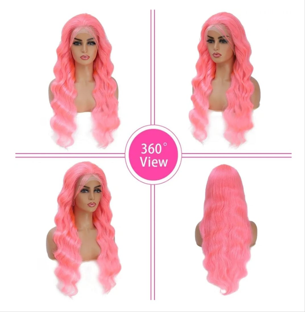 COCOMONEY Lace Front Wigs Human hair Pink Wigs Human Hair Body Curly Human Hair Wig For Women Body Wave Lace Frontal Wigs Human Hair 200% Density HD Transparent Pre Plucked 26 inch