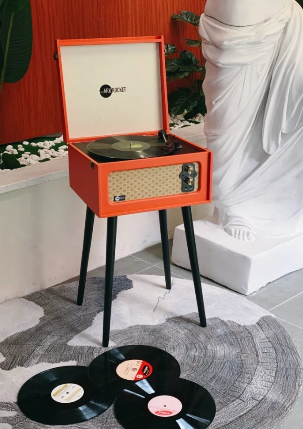 Bluetooth Record Player Stand with 3-Speed Turntable