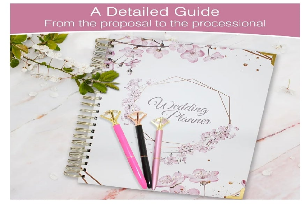 Wedding Planner Book and Organizer for The Bride, Wedding Notebook with a Set of 3 Diamond Pens