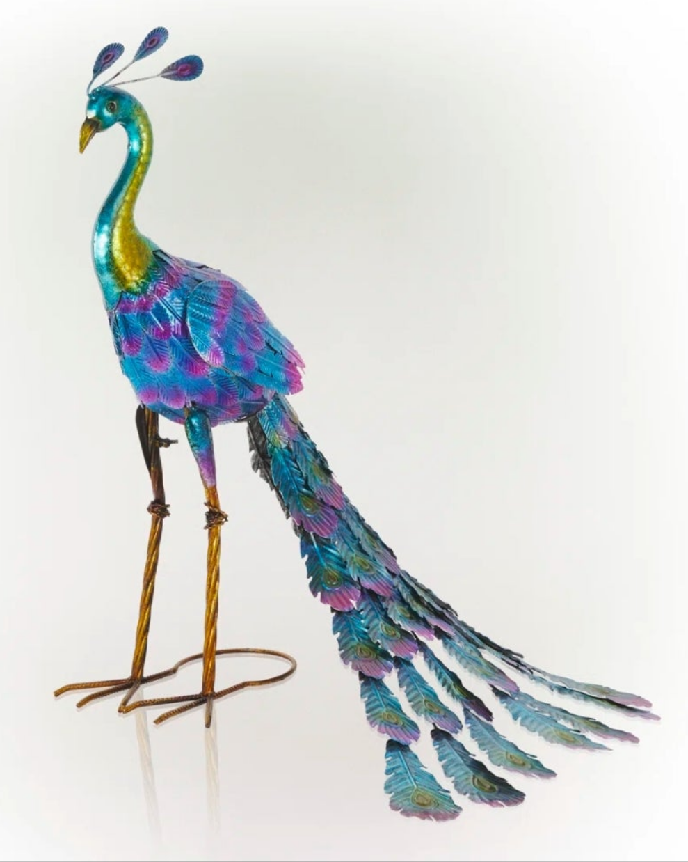 Peacock Statue Colorful Outdoor Weatherproof