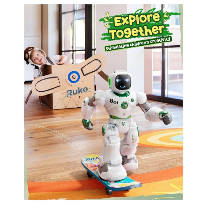 Ruko Large Intelligent Robot Toys for Kids, Voice and App Control Smart Remote Control Carle Robots, Programmable Interactive Music Girls Boys Toys, Gifts for Kids 4 +