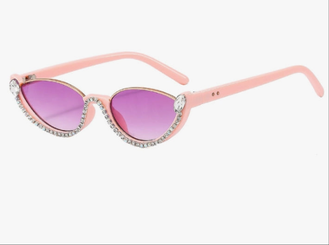 Fashion bling Rhinestone Cat Eye Sunglasses for Women Retro Narrow Cat-eye Diamond Sun Glasses Vintage Style Tinted Lens