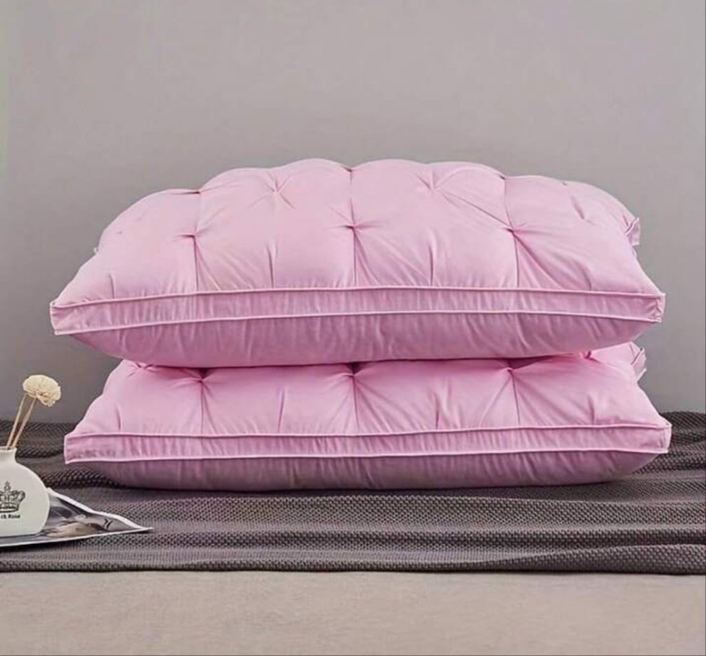 2 Pack Large 3D Premium Fibre Bread Pillow, Fluffy Microfibre Filled Pillows, Ideal Gift Choice (Large, Pink)