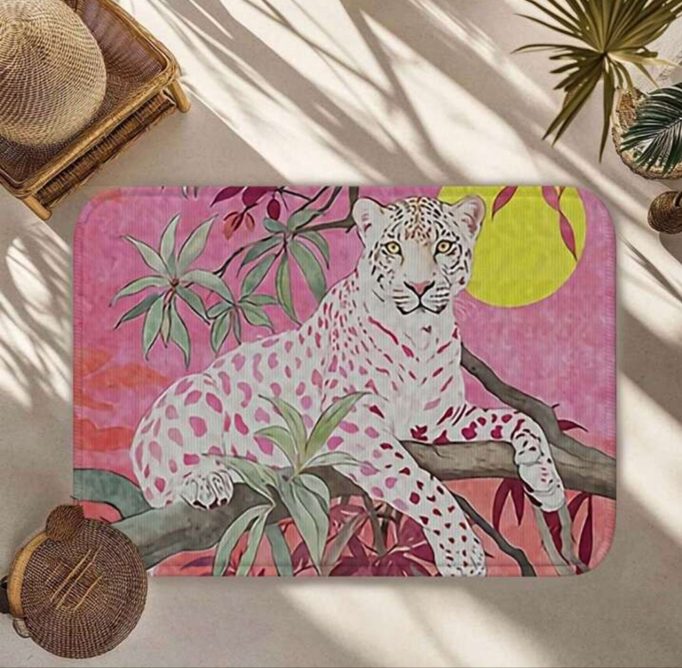 Carpet Faux Cashmere Washable Base Non-Slip Machine Washable Fashion Personality Pink Leopard Bright Yellow Bedroom Bedside Non-Slip Carpet Area Carpet Room DécorChristmas Halloween Gift.