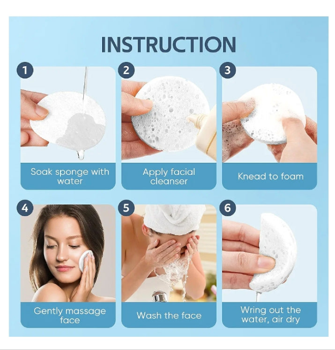 Compressed Facial Sponges for Daily Facial Cleansing and Exfoliating, 100% Natural Cosmetic Spa Sponges for Makeup Remover,