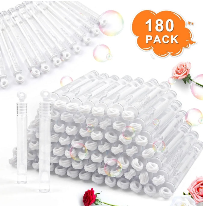 180 Pack Bubble Wands Bulk, Party Favors for Weddings, Valentine's Day, Anniversaries, Celebrations, Graduation, Birthday, Summer Toys Gift for Kids Adults by Inscraft