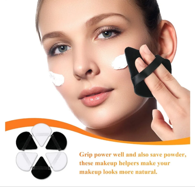 100 Pieces Powder Puff Triangle Powder Puff Face Soft Makeup Puff for Loose Powder, Wedge Shape Velour Cosmetic Sponge for Contouring, Under Eyes and Corners, Beauty Makeup Tools, White, Black