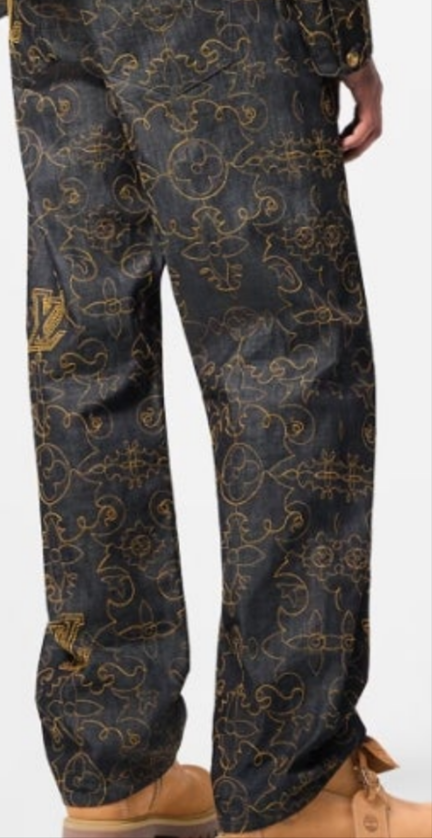 Louis Vuitton Embroidered Denim Jacket and Embroidered Denim Pants 2 piece outfit