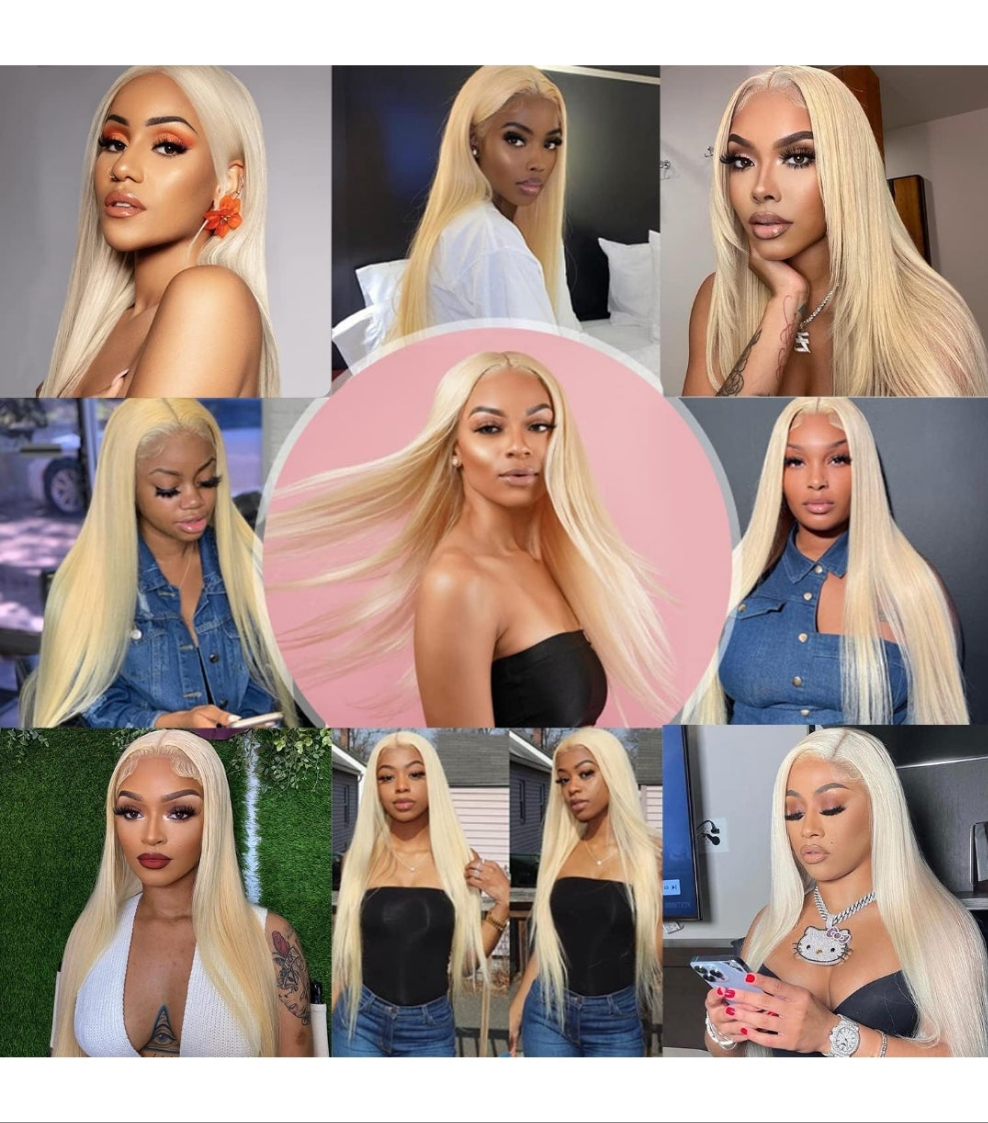 30 Inch Lace Front Wig Human Hair 13x4 Straight HD Lace Frontal Wig Human Hair Pre Plucked Bleached Knots for Women(30Inch, Blonde)