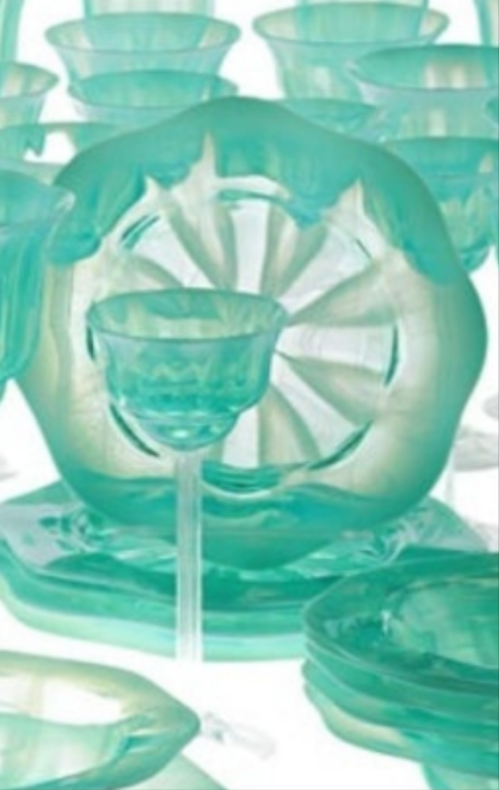 Louis Comfort Tiffany Pastel Favrile Glass Dinnerware 60 pieces