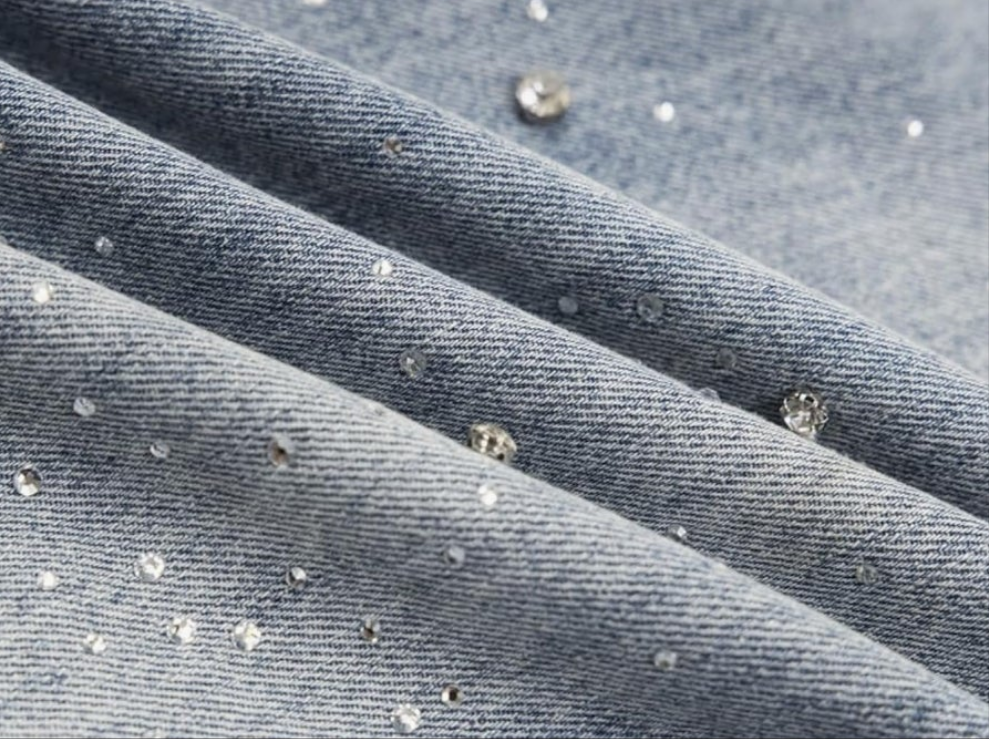 Hip Hop Rhinestone Jeans Men Women Baggy Straight Vintage Blue Denim Pants Streetwear Jeans Trousers