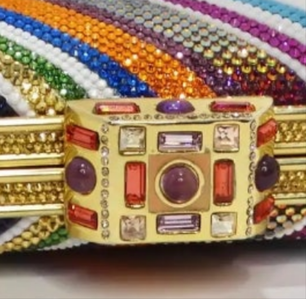 Judith Leber Multicolor Swarovski Crystal Embellished Clutch