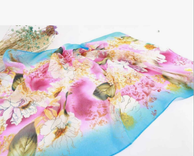 Women's Chiffon Scarf Lightweight Scarves Fashion Floral Print Scarfs Shawl for Ladies and Girls