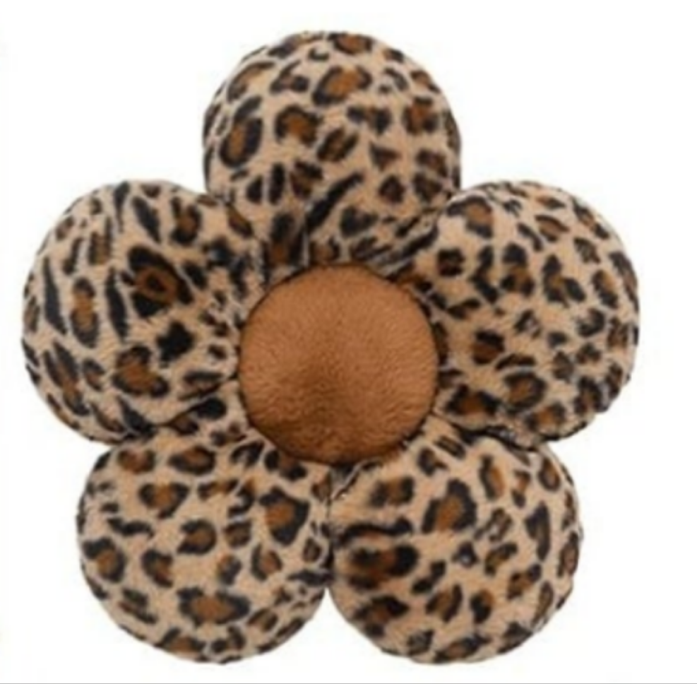 2 Pcs Cute Leopard Plush Pillow Furry Flower Stuffed Pillows Pillow Home Decorative Pillow for Bed Couch Living Room Decor
