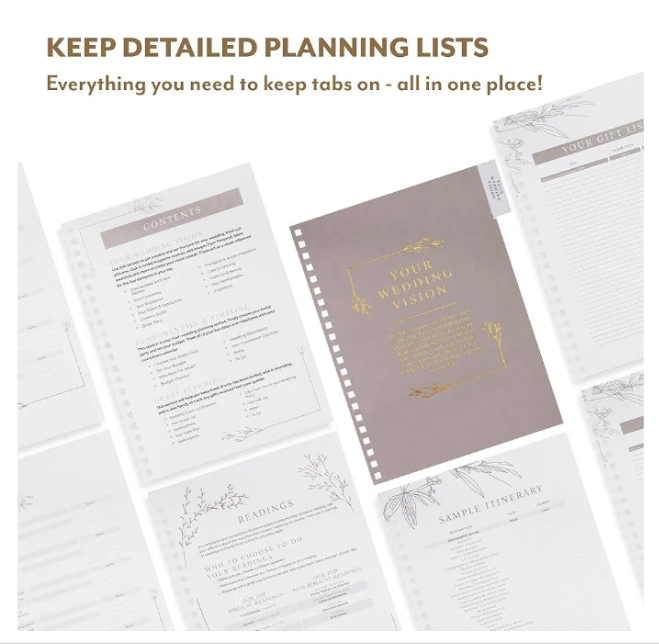 Wedding Planner for Bride - Wedding Planning Book and Organizer - Bridal Wedding Planner Notebook & Binder with Checklist & Countdown Calendar