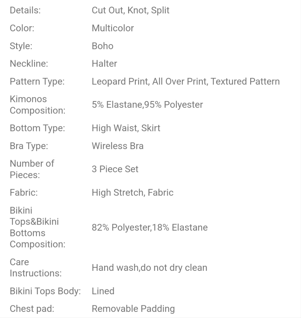 Sexy Animal Pattern Plus Size 3pcs Bikini Swimwear COCOMONEY
