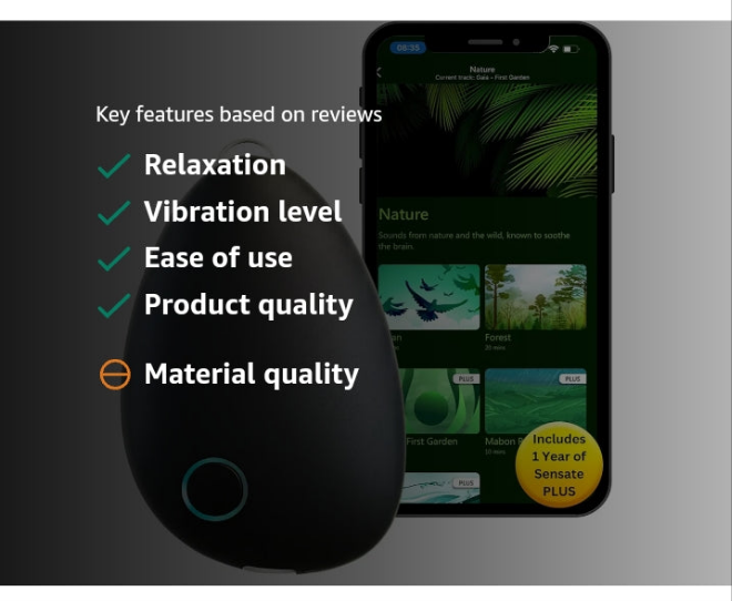 Relaxation Device - for Immediate Calm and Long Term Stress Resilience - with Patented Infrasonic Resonance Technology - Includes Sensate Plus