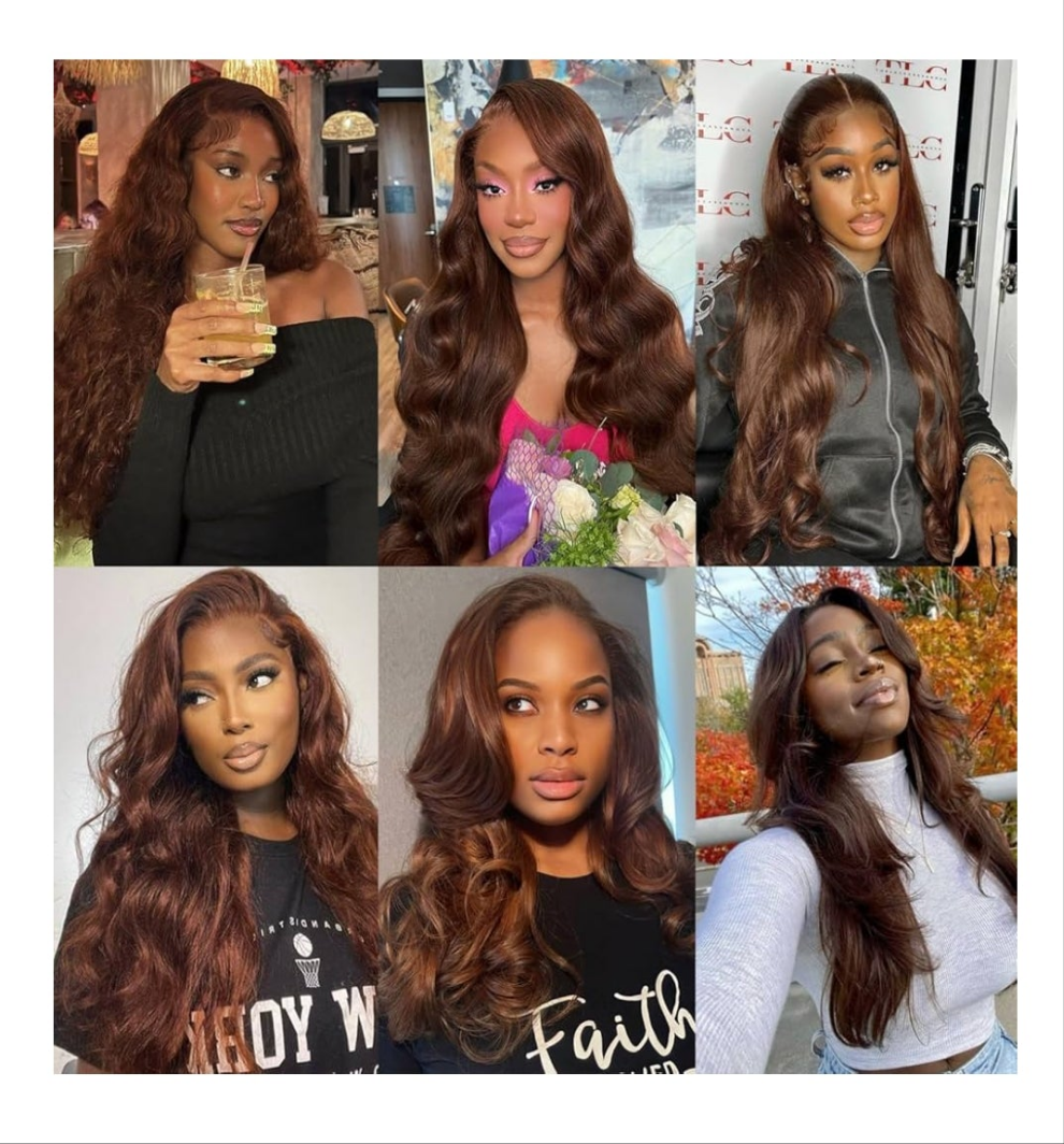 13x4 Chocolate Brown Lace Front Wigs Human Hair with Baby Hair 180 Density Body Wave Lace Frontal Wigs Pre Plucked Glueless Brown Wig 26 Inch