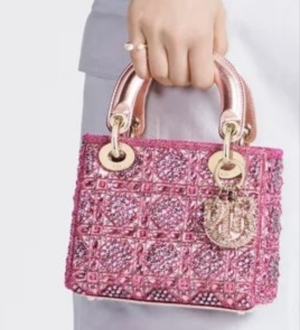 Mini Lady Dior Bag
Metallic Lambskin and Rose des Vents Satin Embroidered with Beads