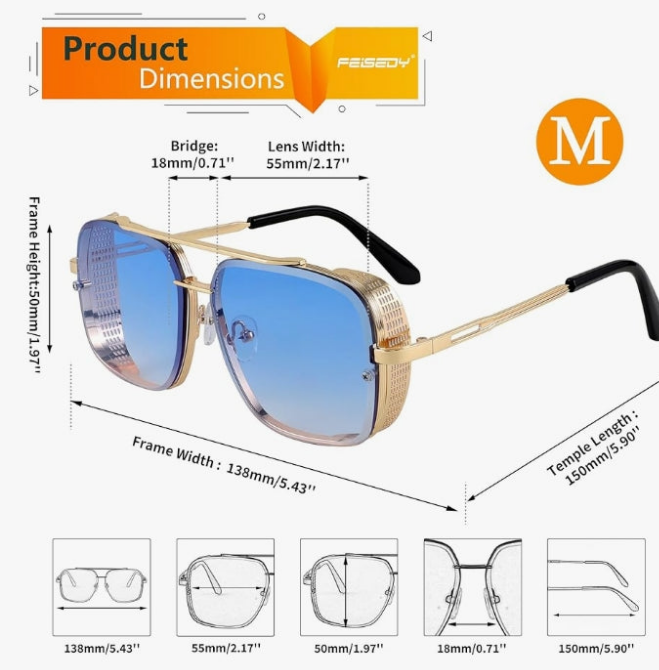 Sunglasses Mens Women Vintage Pilot Square Trendy Metal Steampunk Fishing Driving Sun Glasses