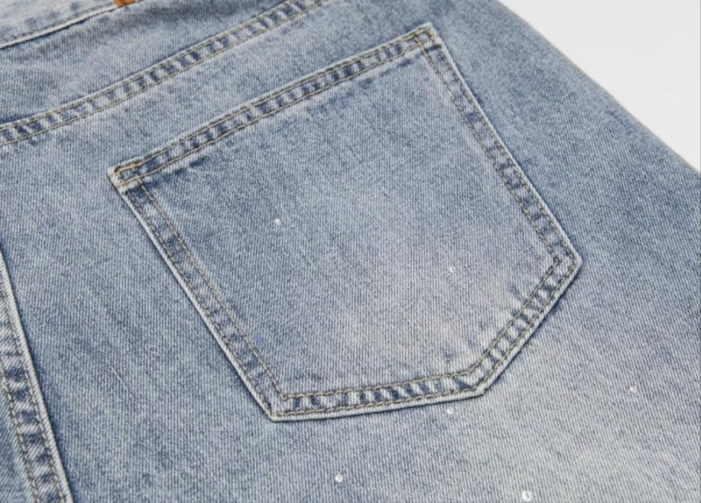 Hip Hop Rhinestone Jeans Men Women Baggy Straight Vintage Blue Denim Pants Streetwear Jeans Trousers