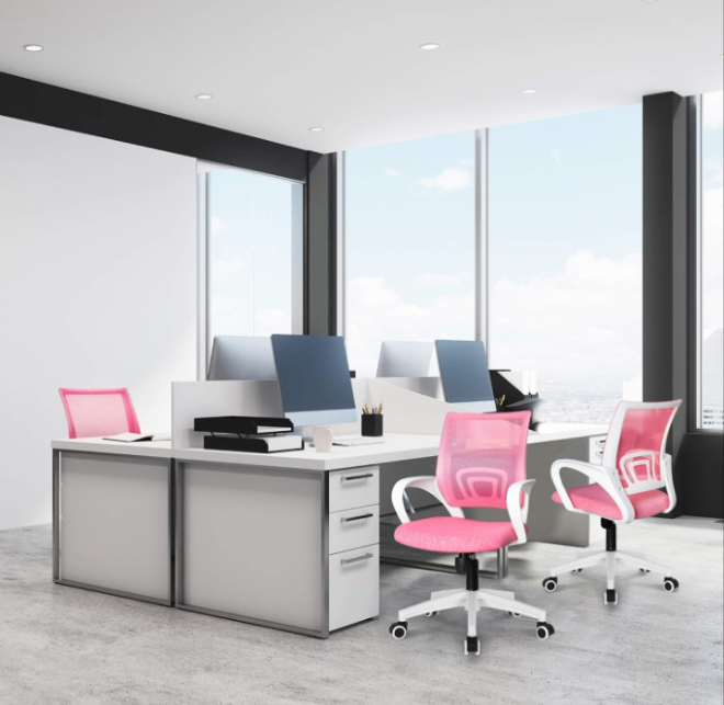 Office Chair Computer Desk Chair Gaming Ergonomic Mid Back Cushion Lumbar Support with Comfy Mesh Adjustable Swivel Rolling Home