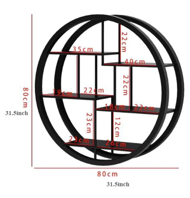 Wall Mount Shelves Metal Floating Shelves Wall Mounted, Circle Wall Shelf Round Wall Mount Display Organizer Holder Rack, Accent Decor for Bedrooms, Bathrooms, Kitchens, Living Rooms & Halls