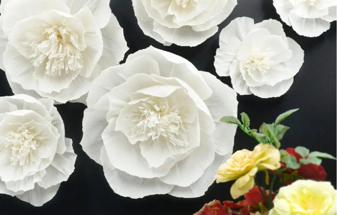 Home Decor 3D Flower for Wedding Backdrop Nursery Wall Flower Decor(Yellow Set 6)