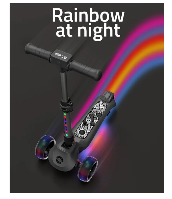 Balance Electric Scooter for Kids Age 4-9, 2 Types Front Wheels, Electric Horn, Full Body Lights Up, Wide Deck, 5Mph Safe Speed, 70min Riding, Foldable Kick Scooter Boys & Girl