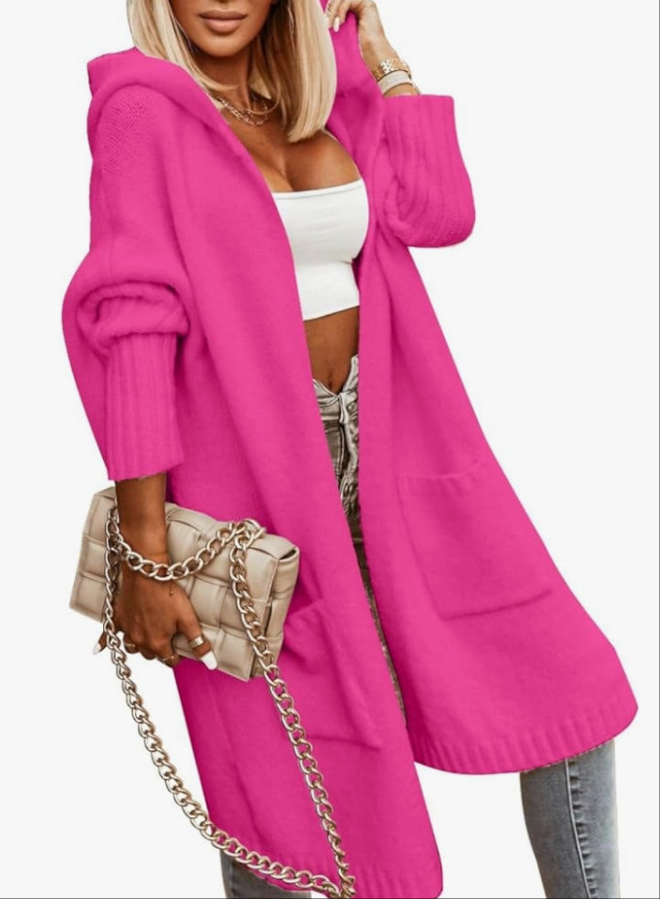 Long Cardigan Cable Knitted Open Front Oversized Hooded Outerwear Sweater Coat