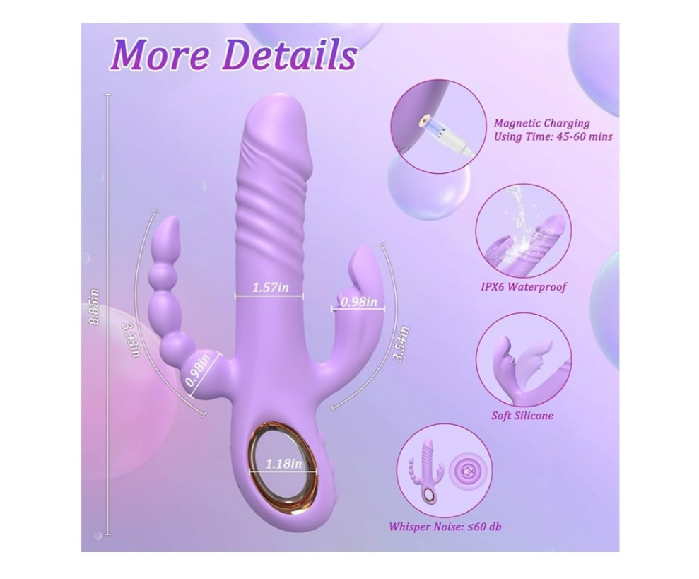 Thrusting Dildo Vibrator Sex Toys for Women, G Spot Anal Rabbit Vibrators Adult Sex Toys with 7 Powerful Speeds & 7 Vibrating Modes Upgrade Silicone Waterproof Rechargeable,Rose