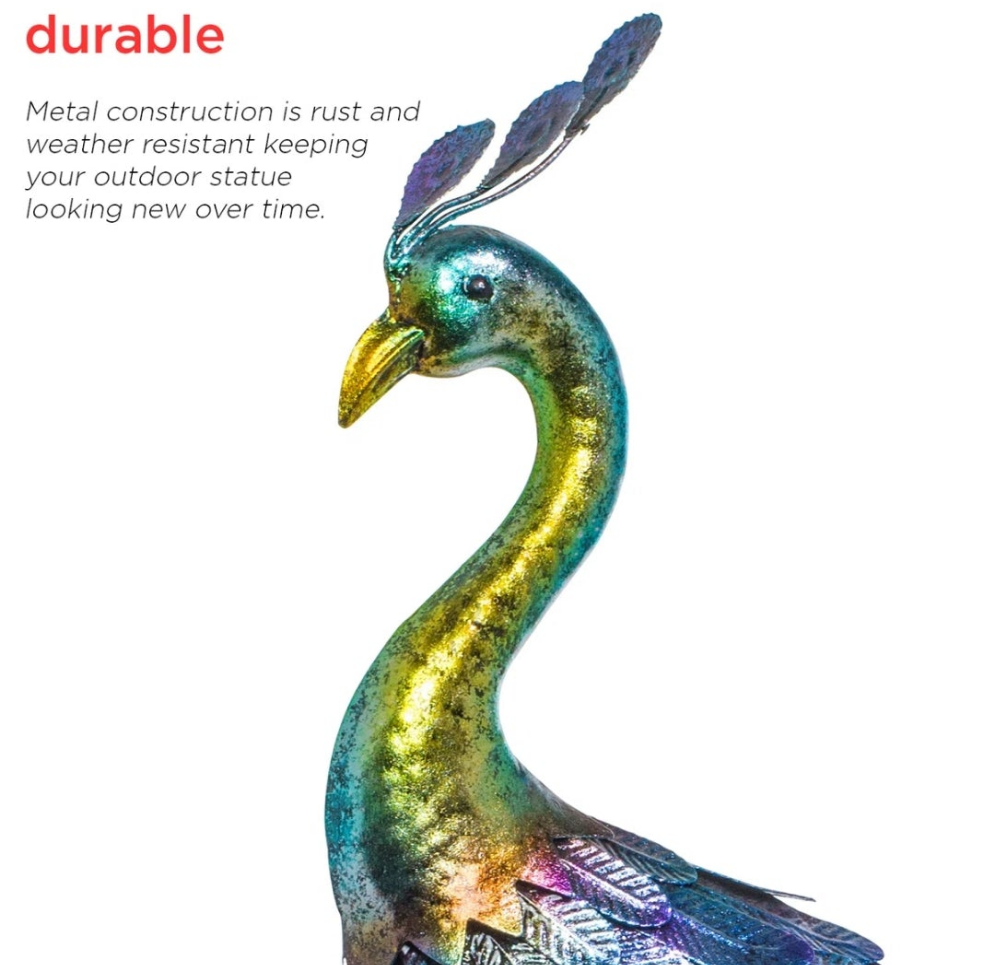 Peacock Statue Colorful Outdoor Weatherproof