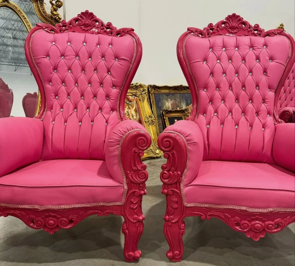 French Style Throne Chair Midsize Tufted Chair in velvet or leather depending on the chair you choose.