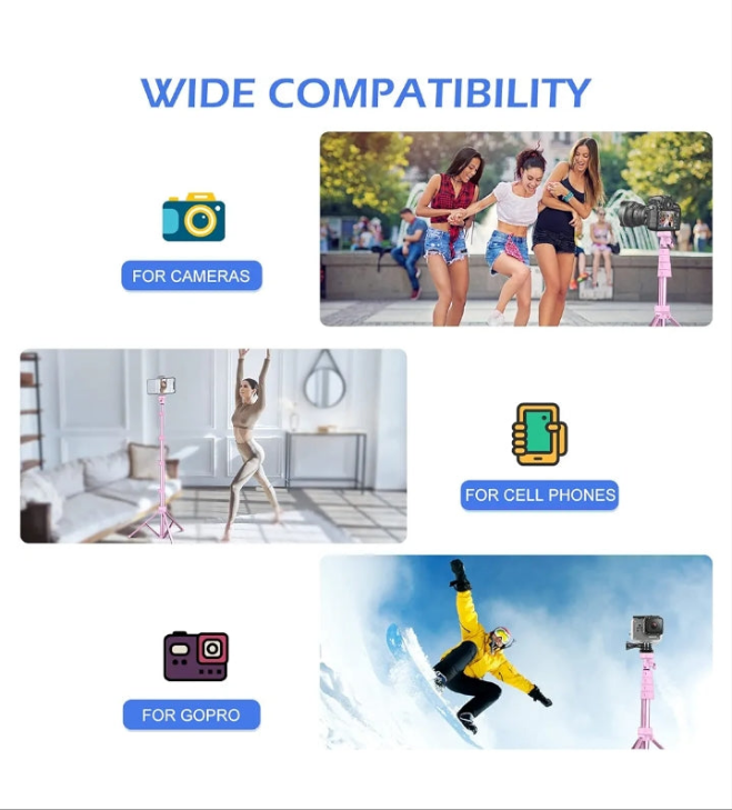 62" Phone Tripod & Selfie Stick, Extendable Cell Phone Tripod Stand with Wireless Remote and Phone Holder, Compatible with ip Android Phone, Camera