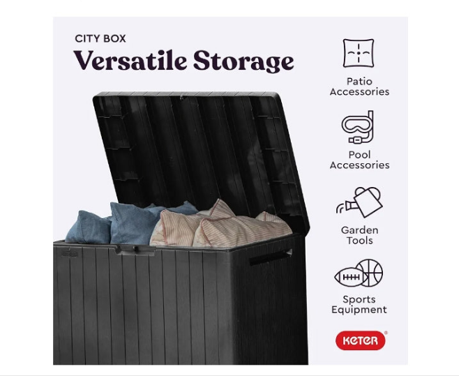 30 Gallon Resin Outdoor Storage Box and Patio Furniture Side Table for Pool and Garden Accessories,
