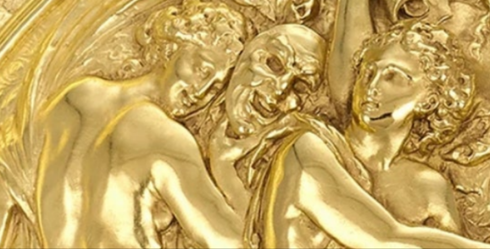 Rothschild "Poetry" Sterling Silver Gilt Salver by Elkington & Co.