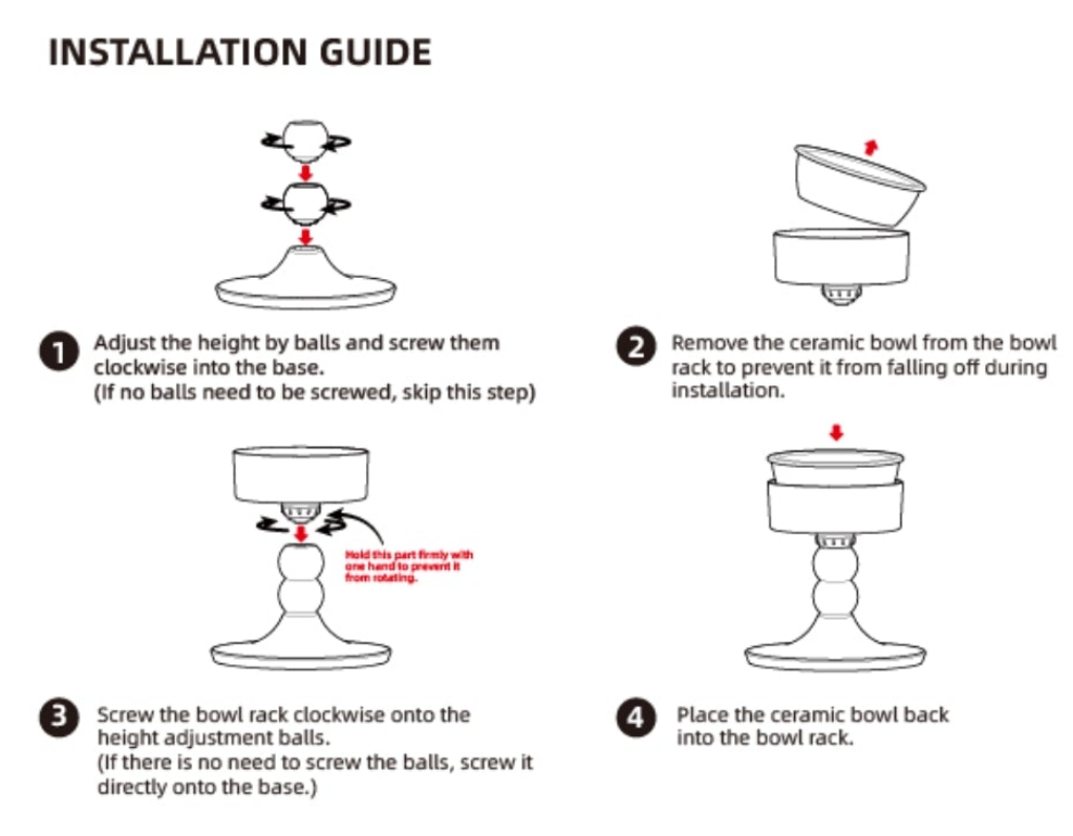 Ceramic Elevated Raised Cat Bowls,Cat Food Dish with Stand, 3 Height Adjustable Raised Dog Bowl Stand for Small Dogs Cats, Adjusts to 4.69", 5.98", 7.28"