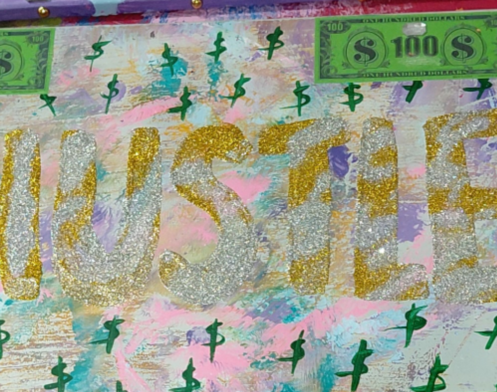COCOMONEY ART Hustle 1 OF 1 CUSTOM PIECE BY COCOMONEY painting on canvas