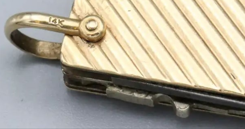 14k Gold Verdura Gold Utility Knife and Key with Clock and Hidden Pencil and mystery key exciting