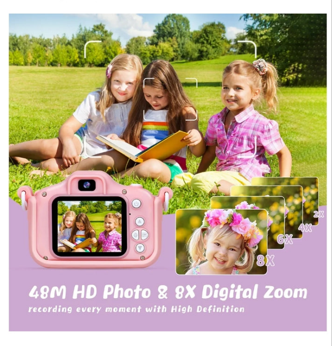 48MP Kids Camera for Girls Boys 3-12, Video Selfie Camera-Christmas Birthday Dinosaur Gift for Toddler, HD Digital Camera Toy for Child with 32GB SD Card & Silicone Cover
