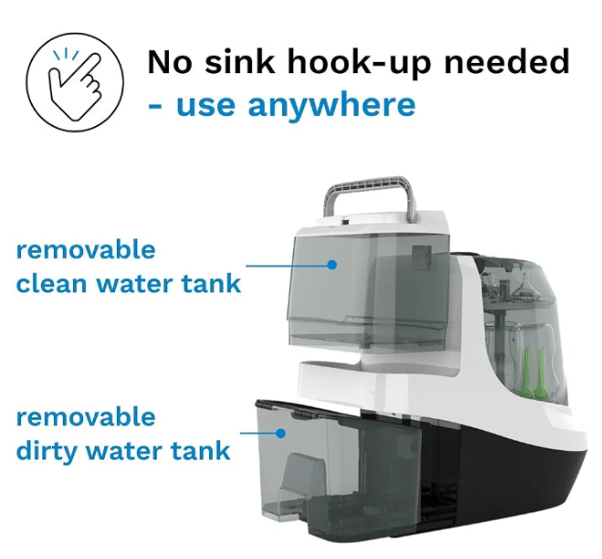 Bottle Washer Pro - Baby Bottle Washer, Sterilizer + Dryer - All in One Machine Cleans Bottles, Pump Parts, & Sippy Cups - Replaces Hand Washing, Bottle Brushes and Drying Racks