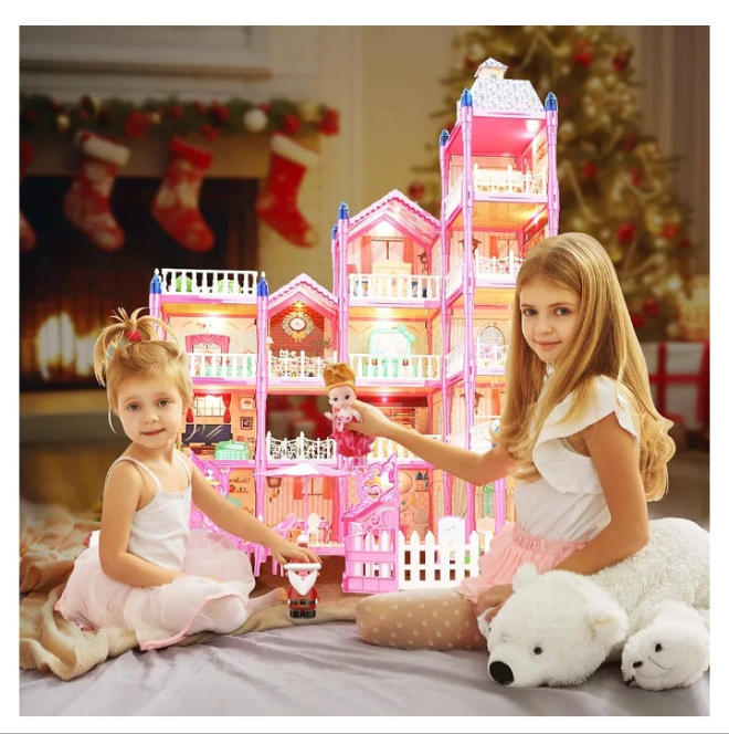 Dollhouse, Dollhouses Gifts for Girls, Doll House Playhouse Toys, 5 Stories 15 Rooms Doll Houses Dolls House for 4 5 6 7 8 9 10 Year Old Girls