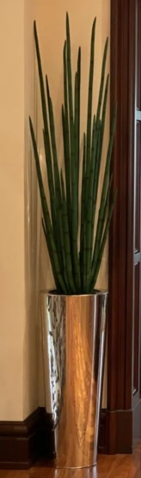 88'' Faux Snake Plant (Sansevieria) Plant in Metal Planter