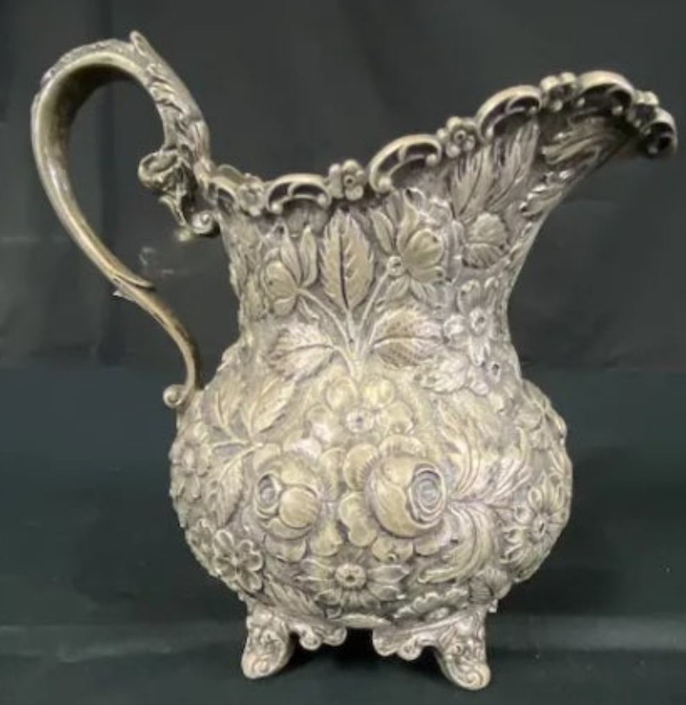 Sterling Silver Repousse Tea Service 7 Piece Set w/Tray A.G. Schultz