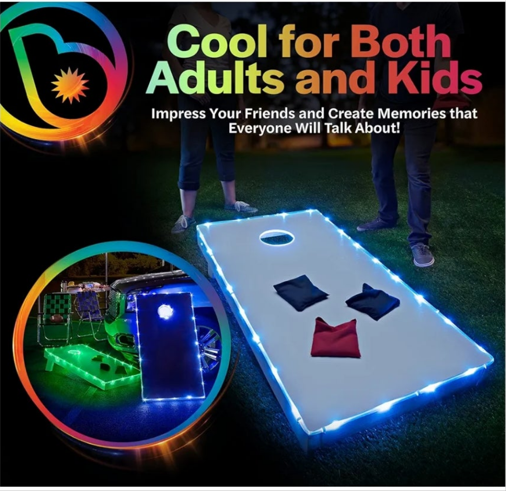 LED LIGHTS FOR CORNHOLE GAME FOR 2 BOARDS