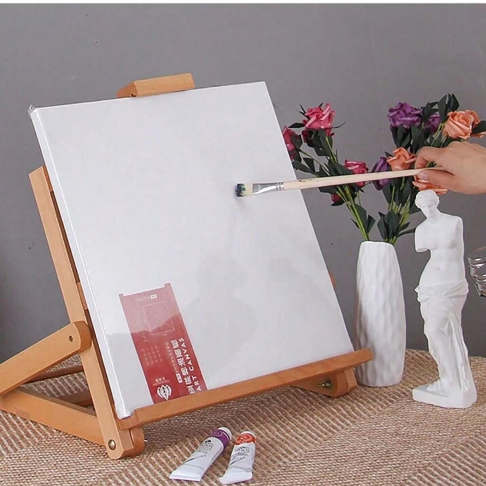 H-Frame Tabletop Wooden Easel, Hold Canvas Up To 23", Adjustable Beech Wood Artist Desktop Easel For Painting Canvas, Adults, wood