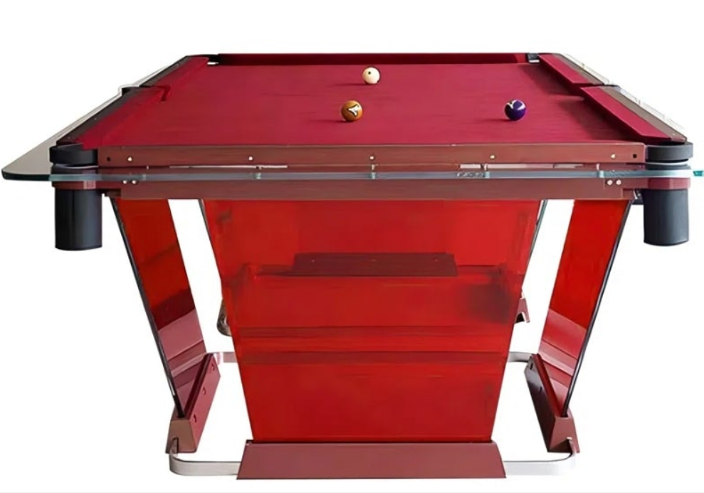 Eight-foot Red Indoor Home Billiard Table with a special free cue ball from Cocomoney
