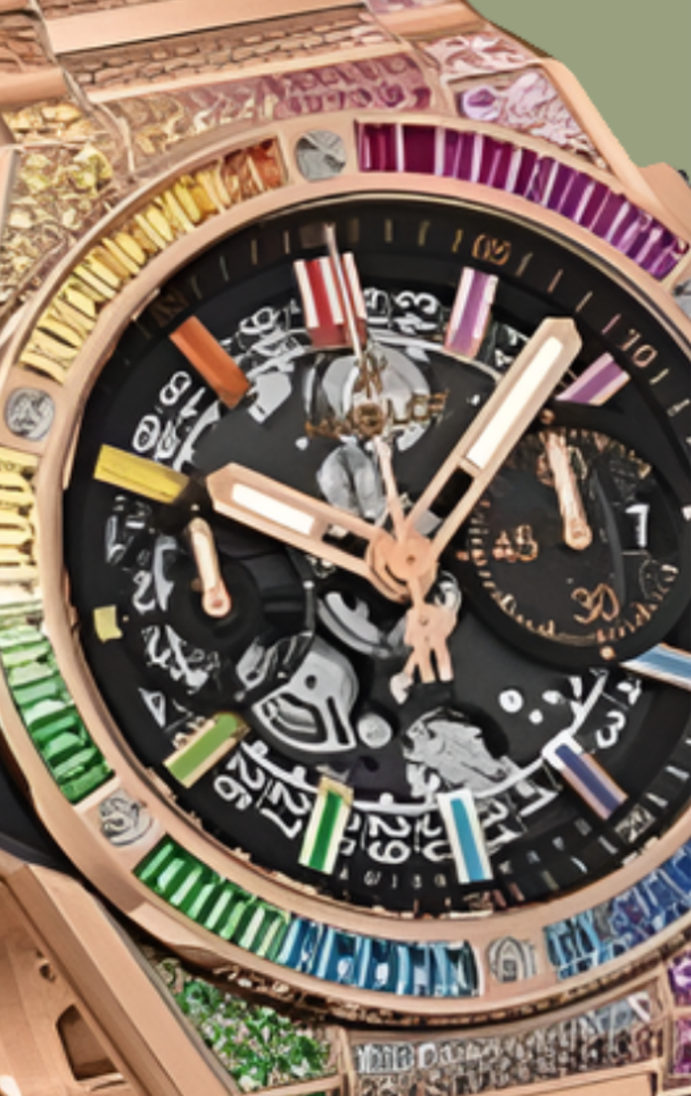 Hublot Big Bang Chronograph 18K King Gold & Colored Gemstones Man's Watch, 451.OX.1180.OX.3999