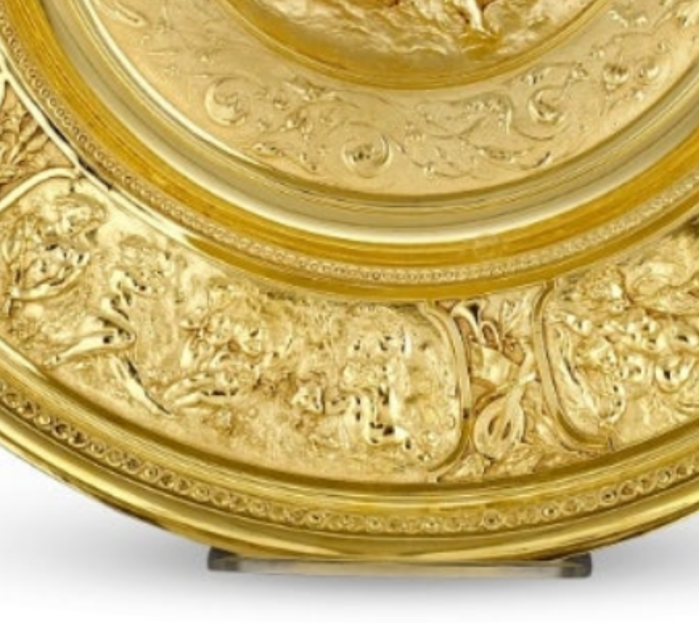 Rothschild "Poetry" Sterling Silver Gilt Salver by Elkington & Co.