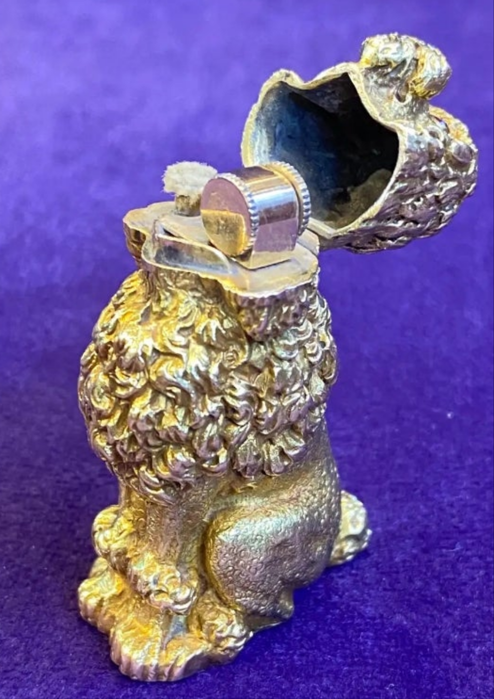 14k Gold Ruby Schlumberger Gold Poodle Lighter circa 1950s